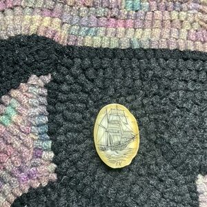 Vintage Ship Engraved scrimshaw